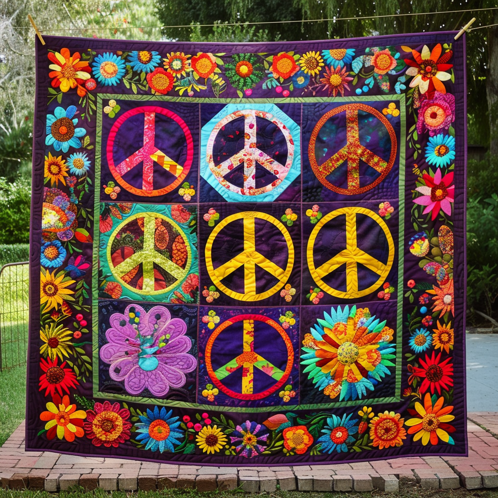 Hippie Vibes Quilted Blanket