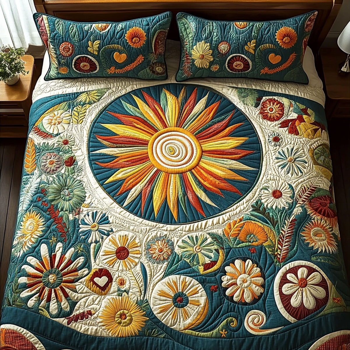 Hippie Heartshine 3-Piece Quilted Bedding Set