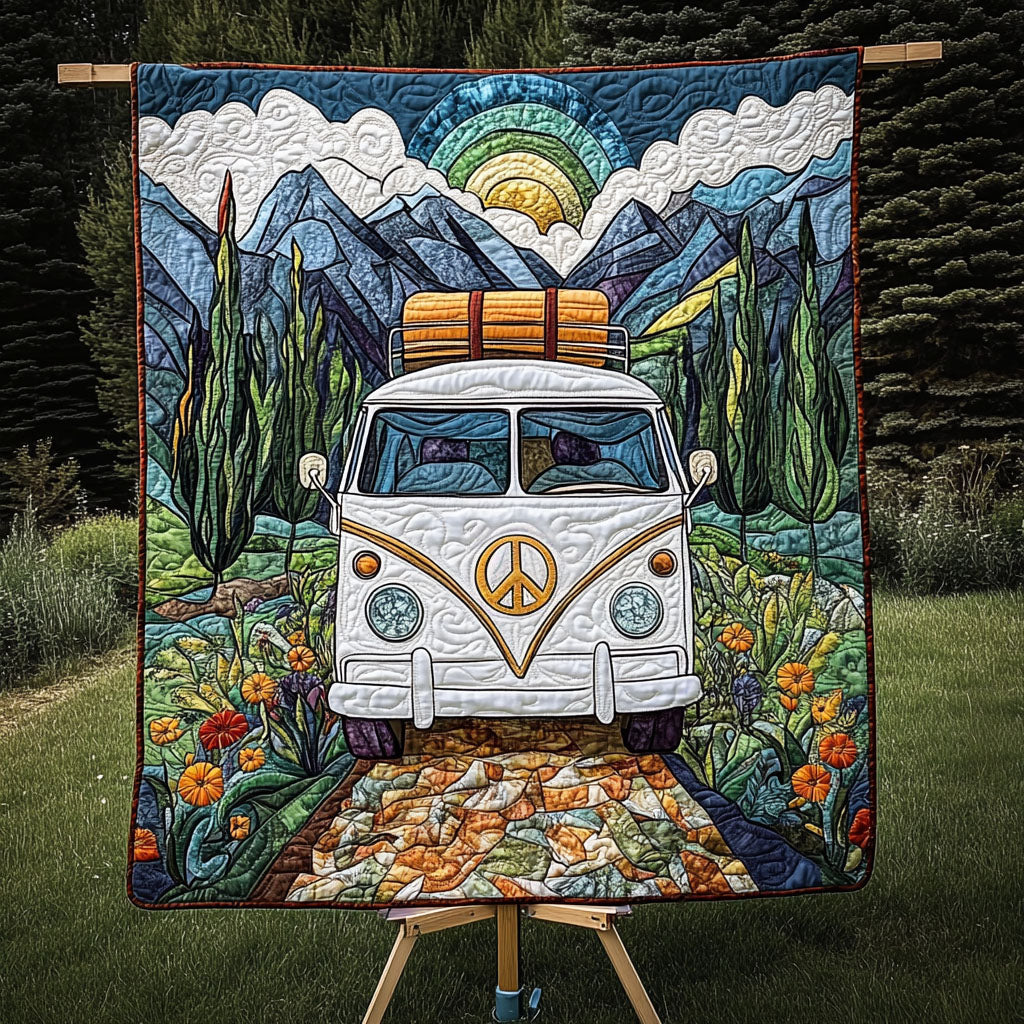 Hippie Trails Quilted Blanket