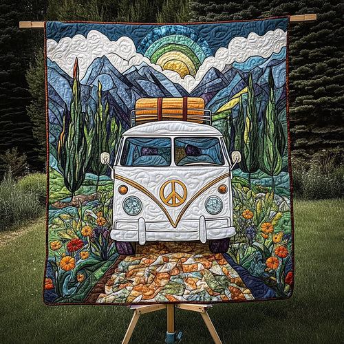 Hippie Trails Quilted Blanket