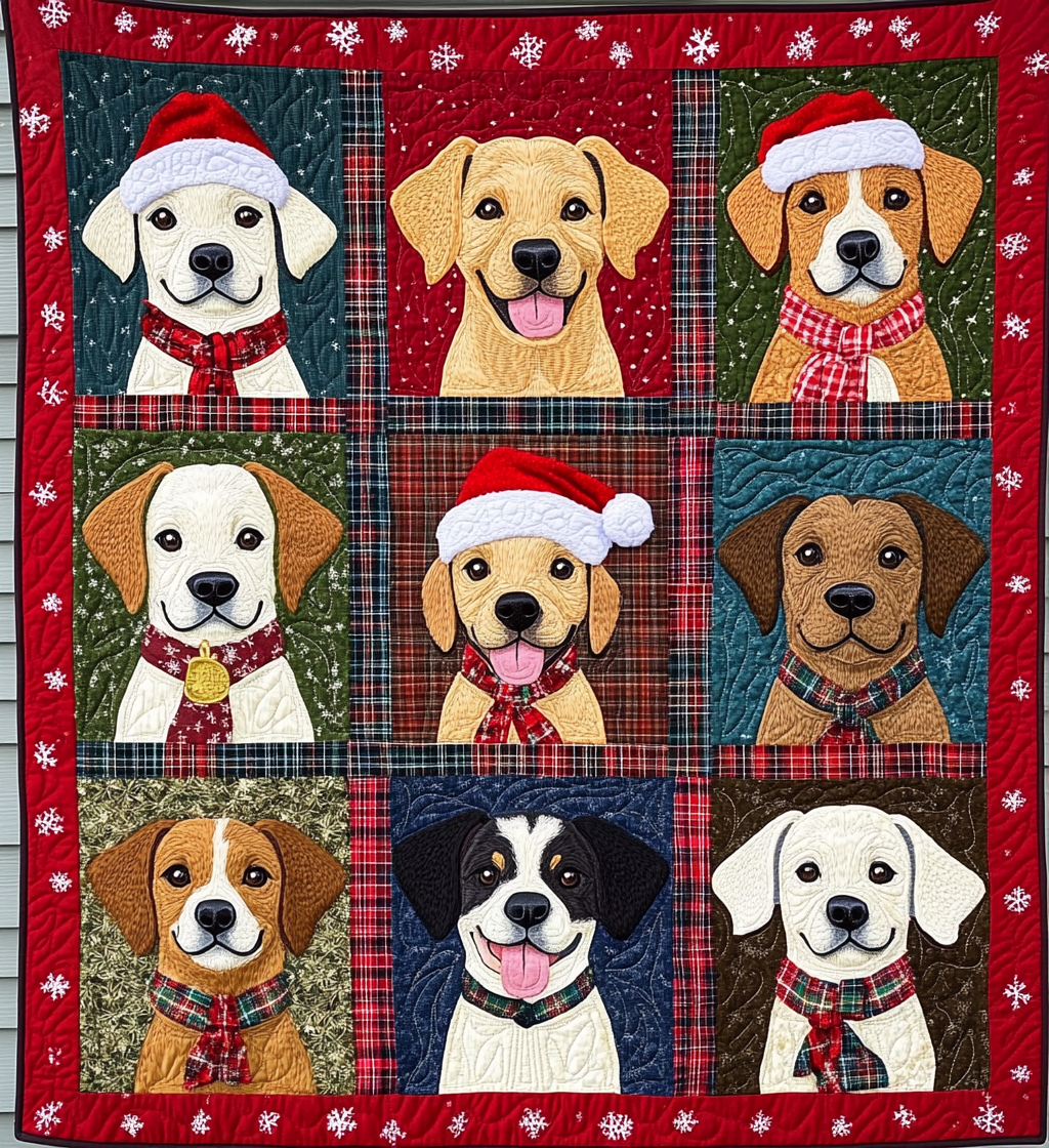 Holiday Puppy Bliss Quilted Blanket