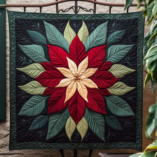 Holly Petals Quilted Blanket