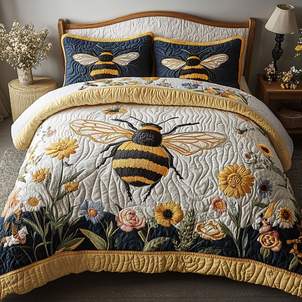 Honey Buzz 3-Piece Quilted Bedding Set