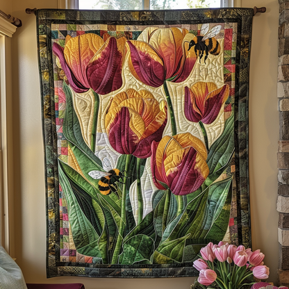 Honeybee Flower Garden Quilted Blanket