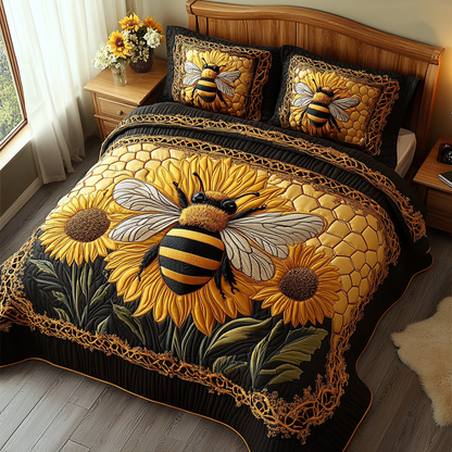 Honeycomb Haven 3-Piece Quilted Bedding Set