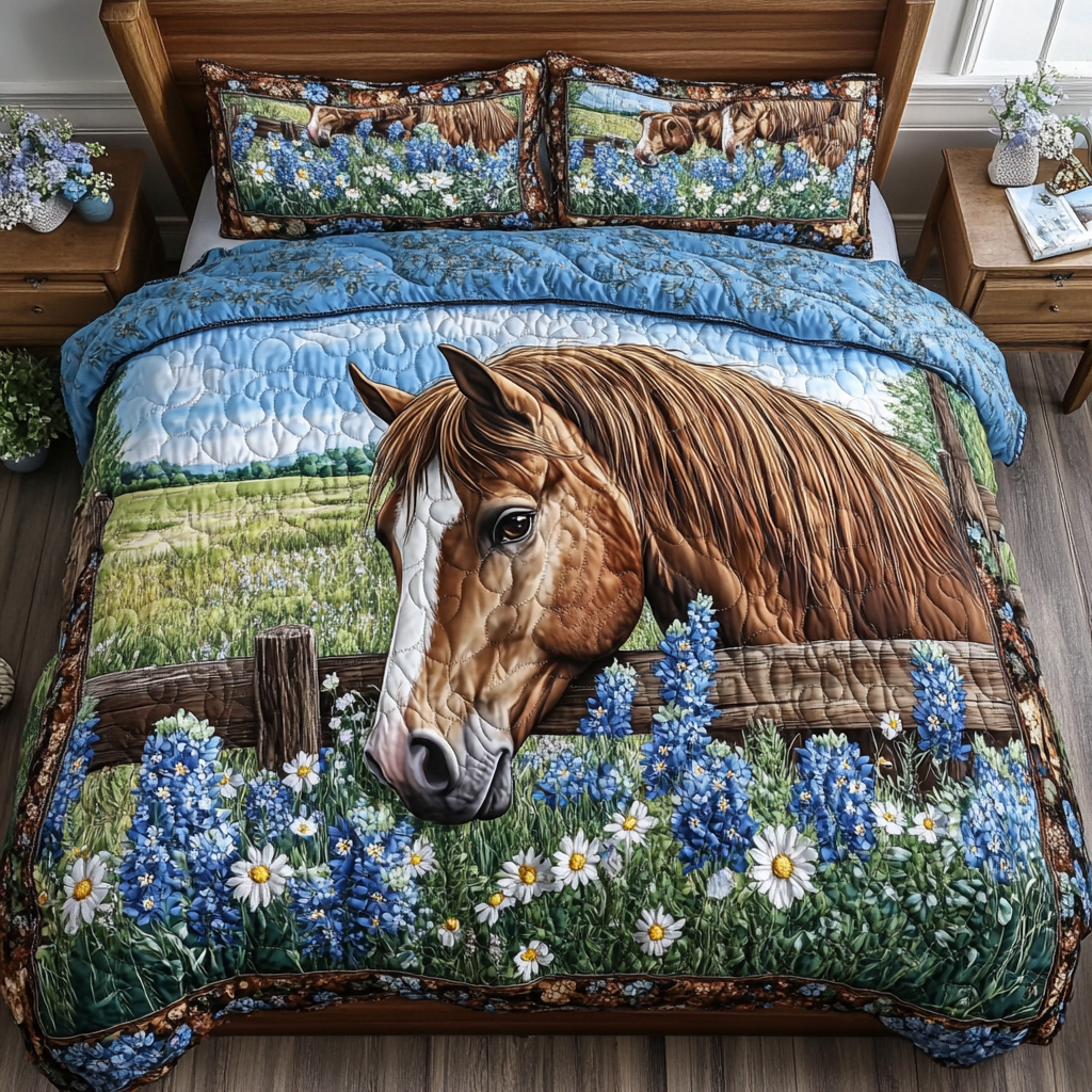 Hoofbeat 3-Piece Quilted Bedding Set
