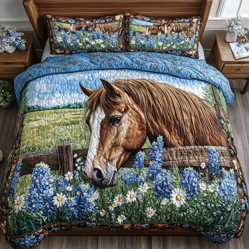 Hoofbeat 3-Piece Quilted Bedding Set
