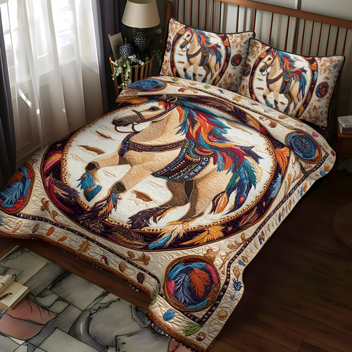 Hoofbeats in Harmony 3-Piece Quilted Bedding Set