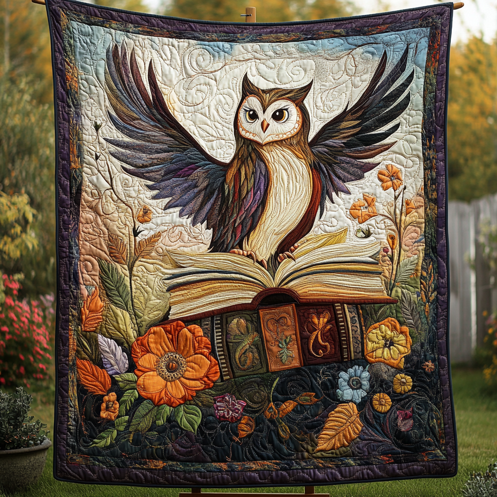 Hoots and Books Quilted Blanket