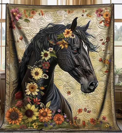 Horse Aurora Quilted Blanket