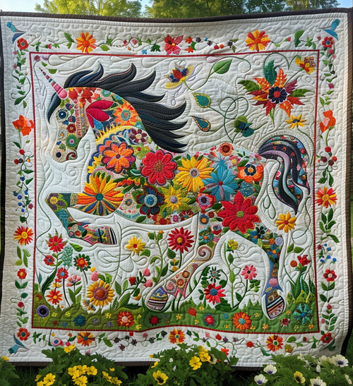 Horse Garden Quilted Blanket