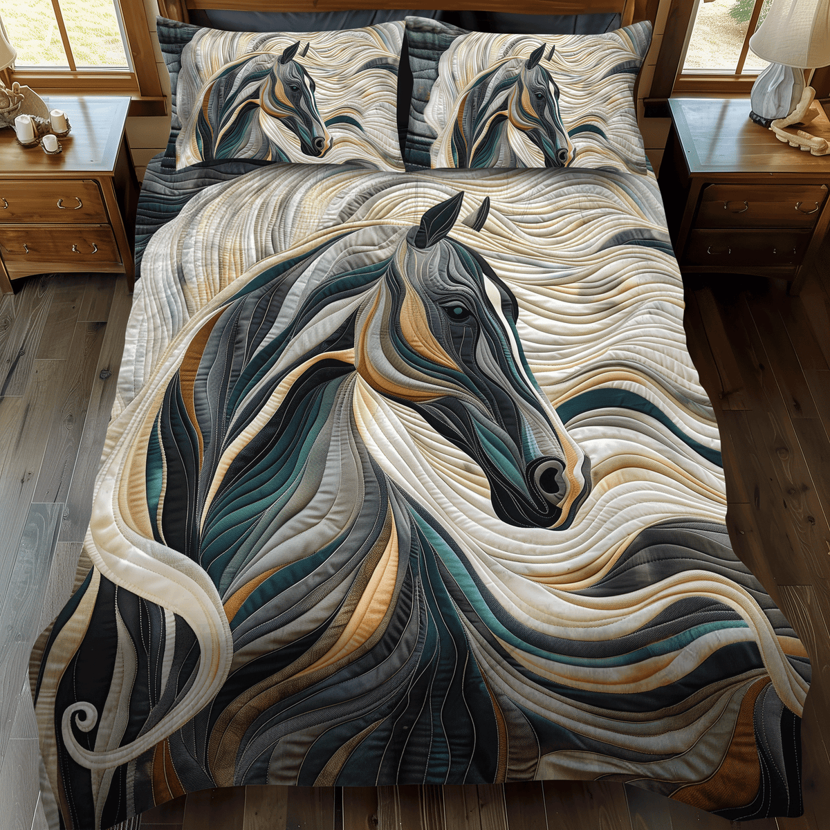 Horse Grace 3-Piece Quilted Bedding Set