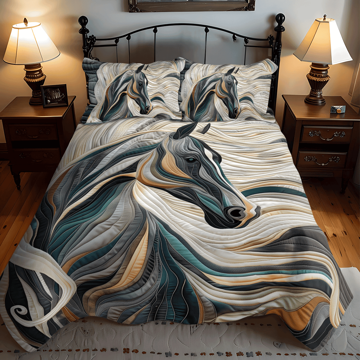 Horse Grace 3-Piece Quilted Bedding Set