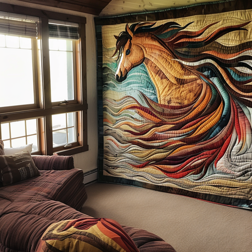 Horse Tapestry Quilted Blanket