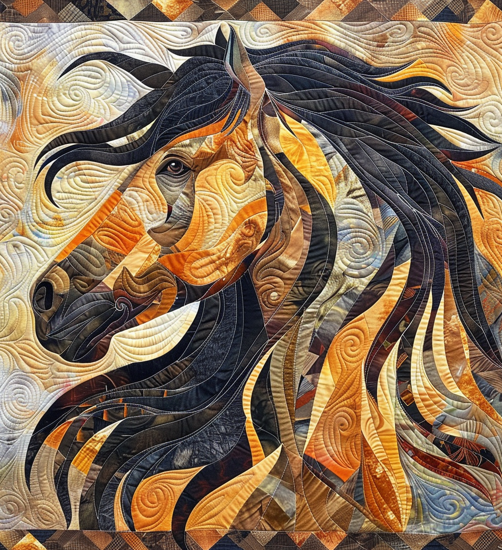 Horse in Motion Quilted Blanket