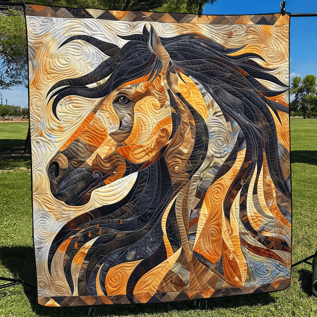 Horse in Motion Quilted Blanket