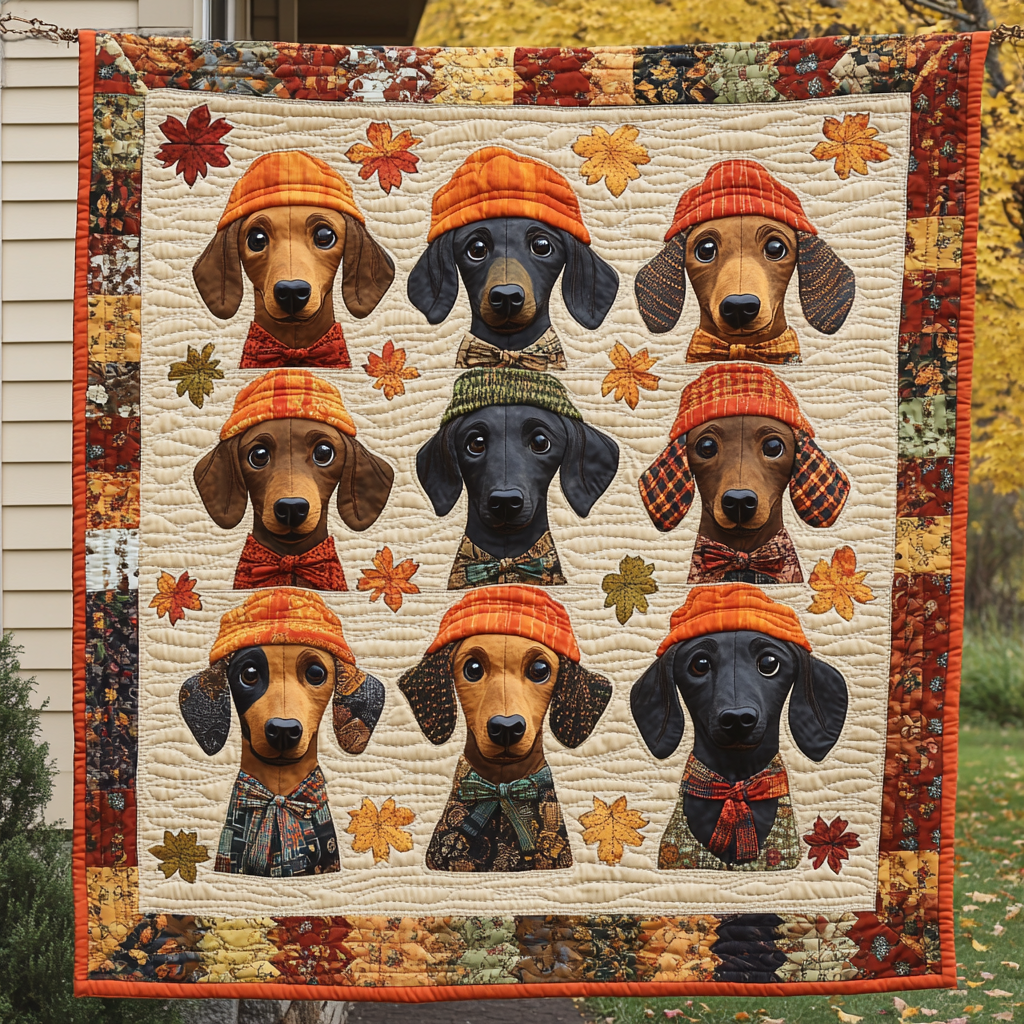 Hound in Town Quilted Blanket