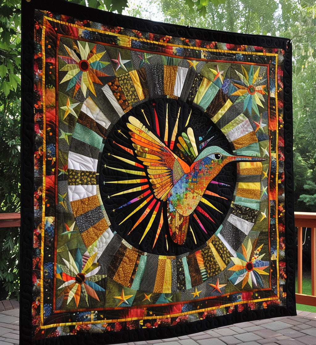 Hummingbird Totem Quilted Blanket