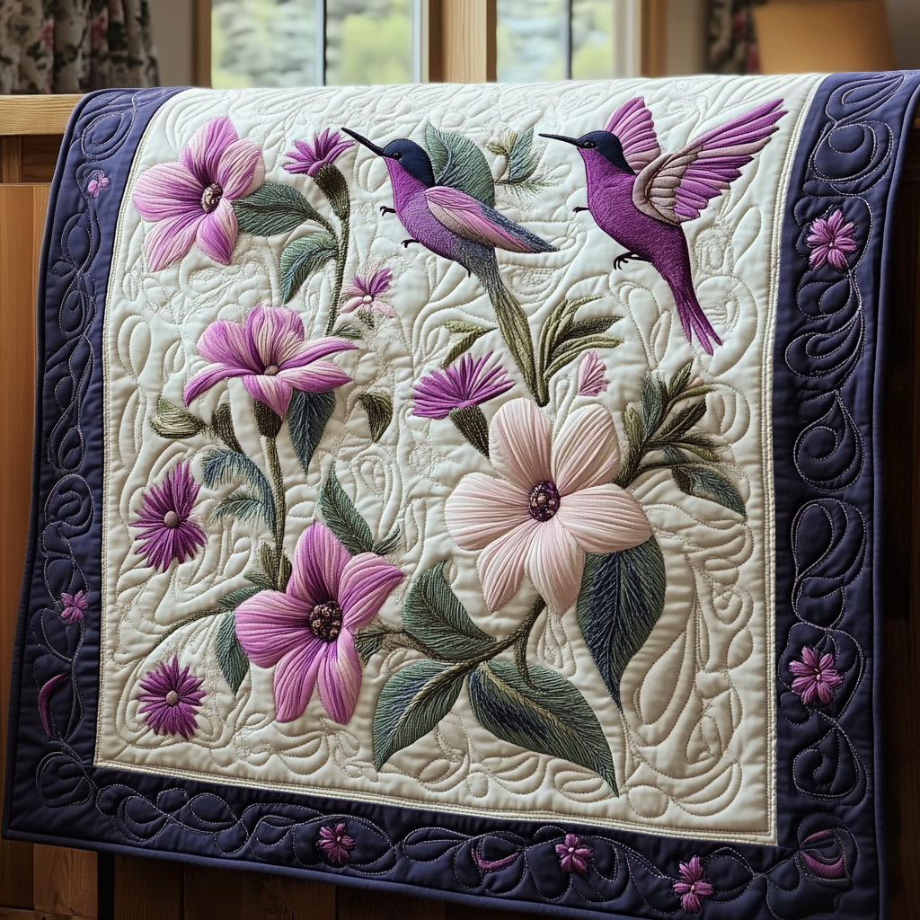 Hummingbird Ballet Quilted Blanket