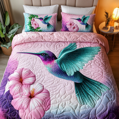 Hummingbird Breeze 3-Piece Quilted Bedding Set