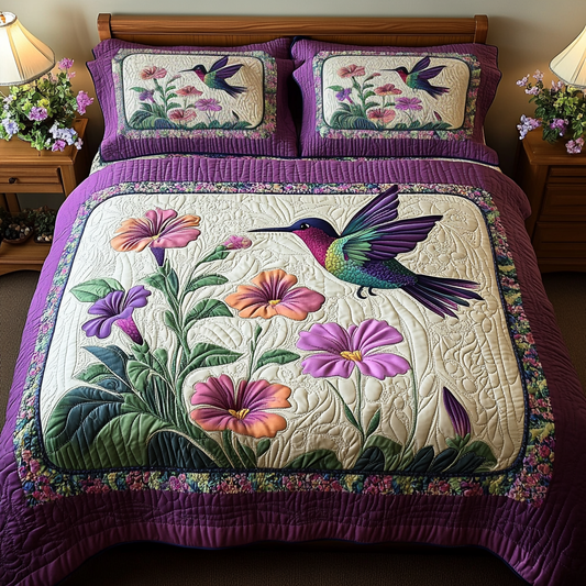 Hummingbird Dream 3-Piece Quilted Bedding Set