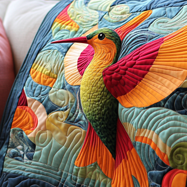 Hummingbird Dynamic Patterns Quilted Blanket