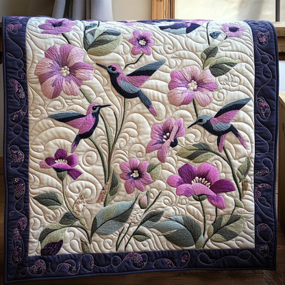 Hummingbird Garden Quilted Blanket