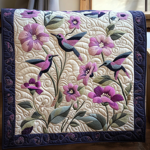 Hummingbird Garden Quilted Blanket