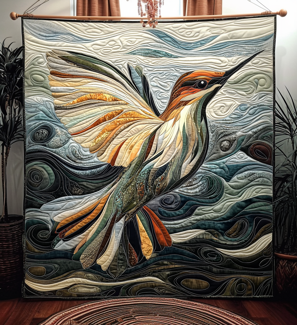 Hummingbird Grace Quilted Blanket