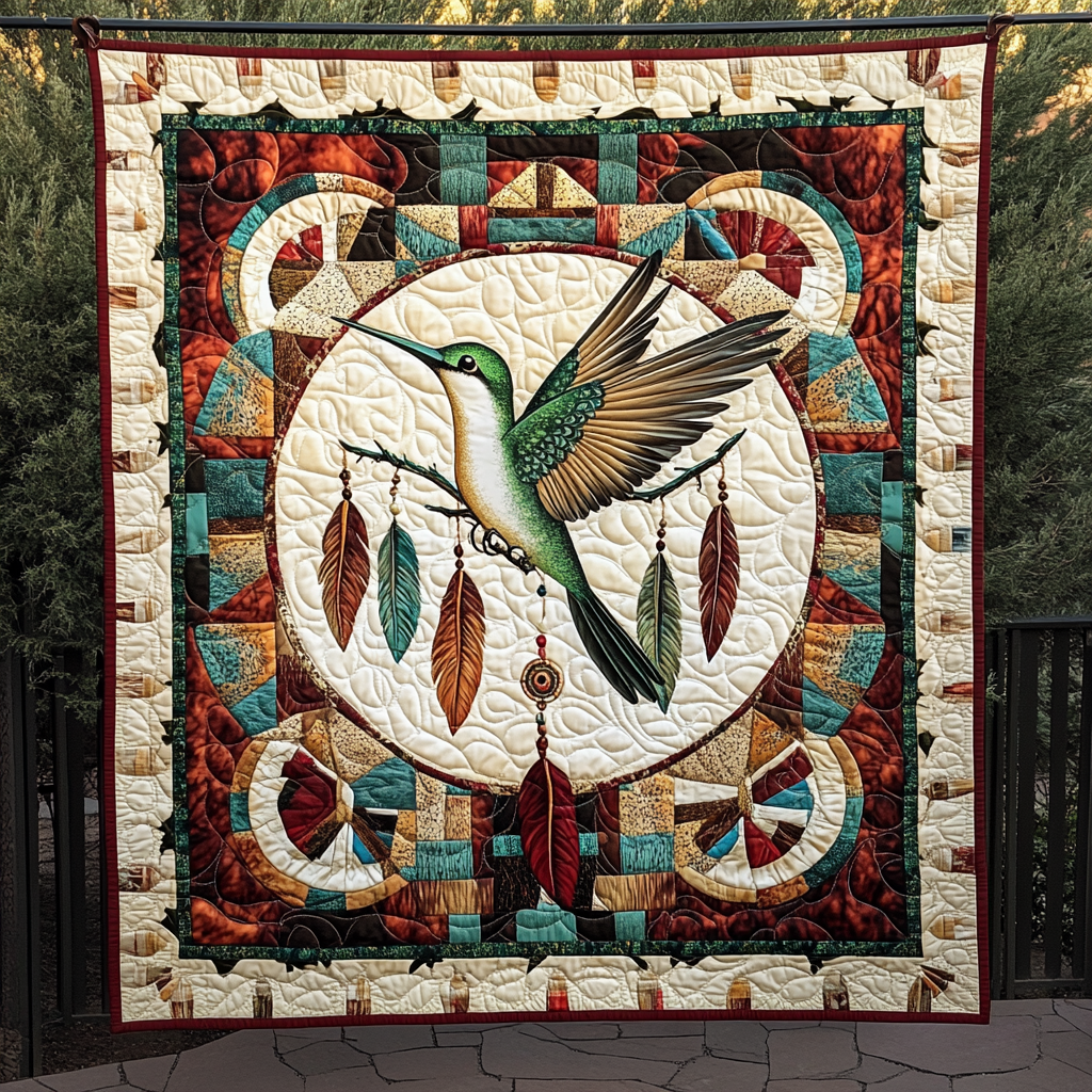 Hummingbird Native Quilted Blanket
