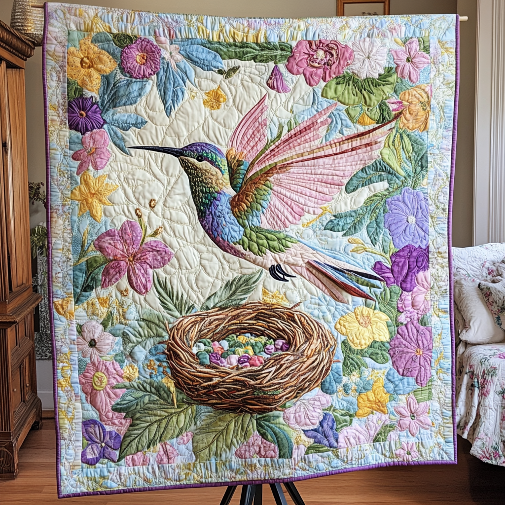 Hummingbird Nest Quilted Blanket