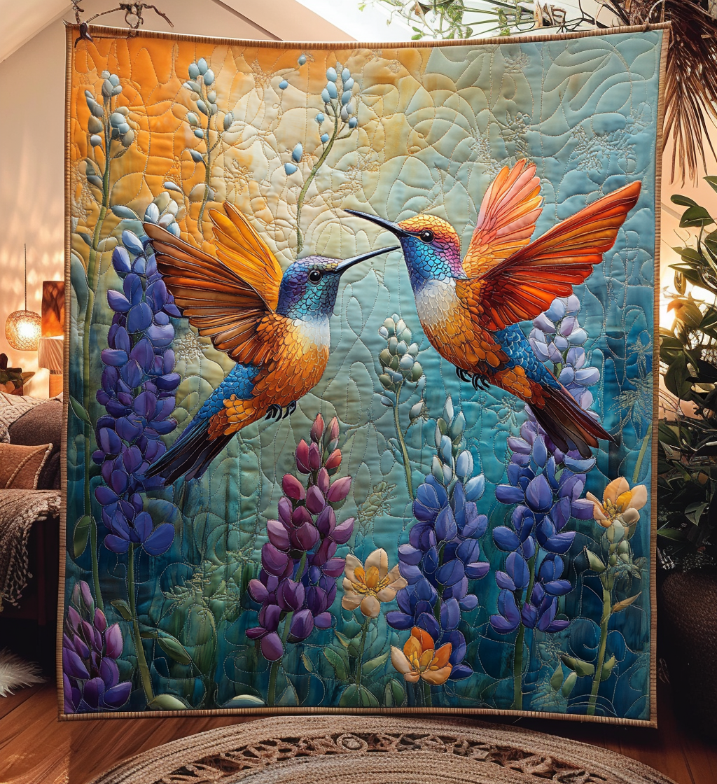 Hummingbird Serenade Quilted Blanket