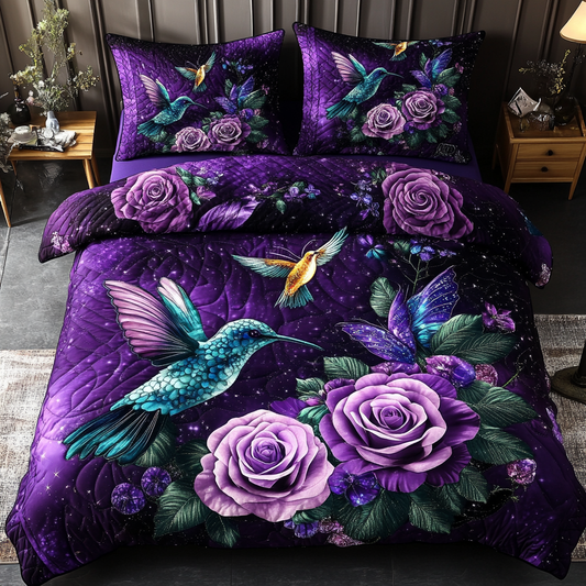 Hummingbird Spirit 3-Piece Quilted Bedding Set