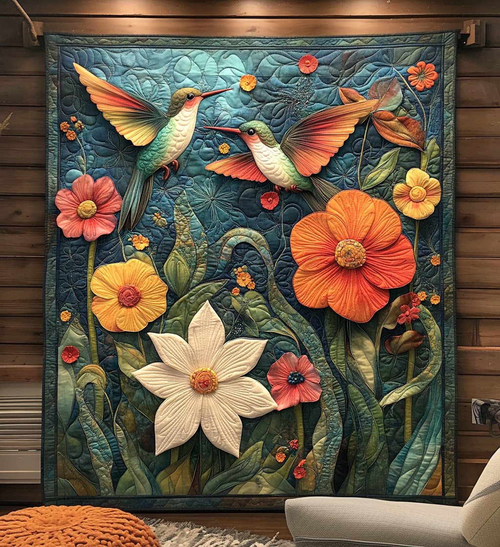 Hummingbird Wind Quilted Blanket
