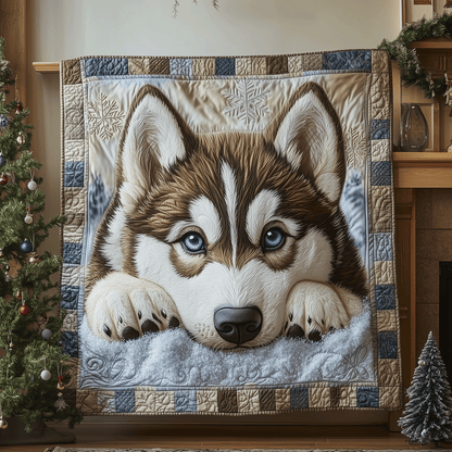 Winter Husky Quilted Blanket