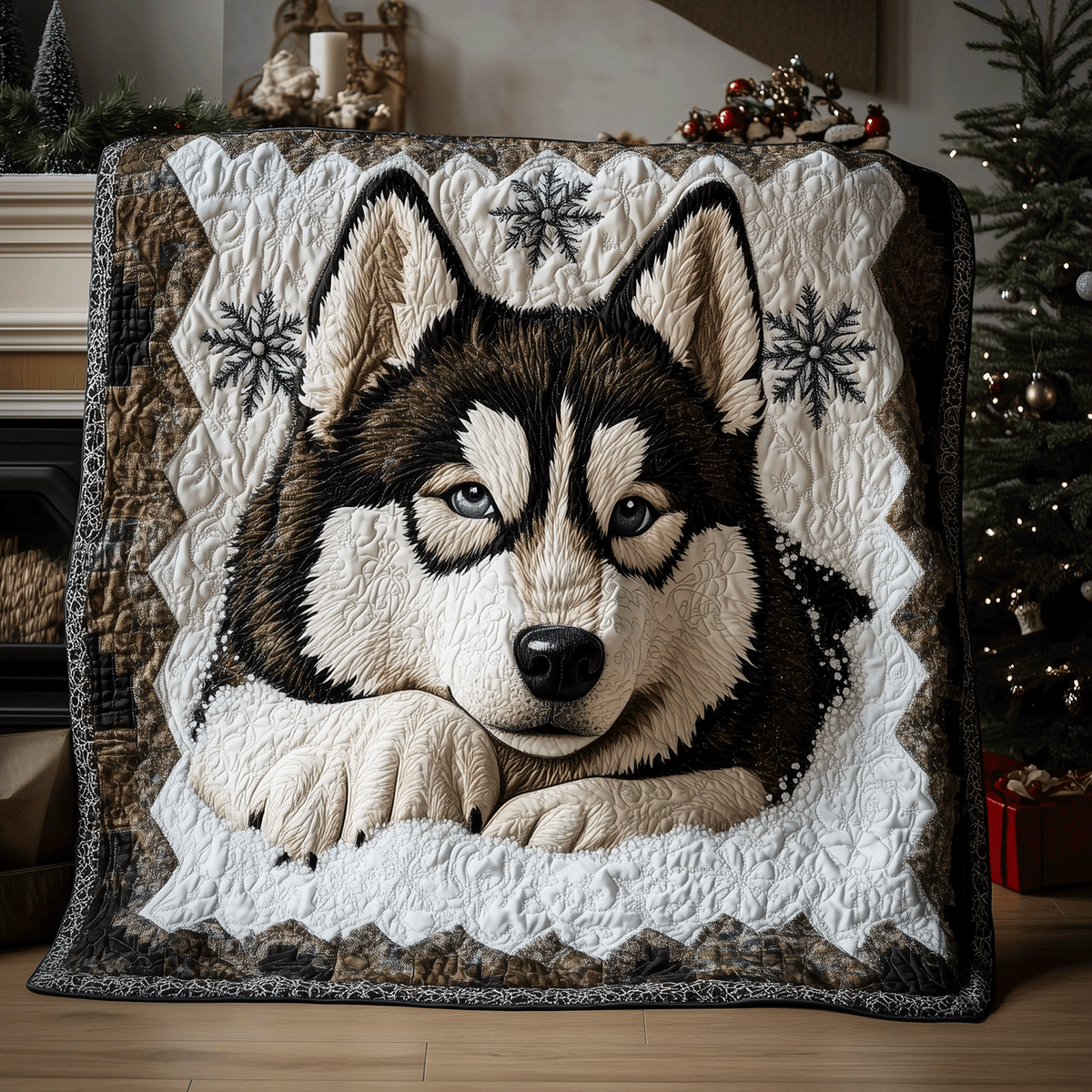 Winter Husky Quilted Blanket