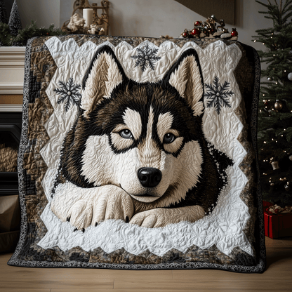 Winter Husky Quilted Blanket