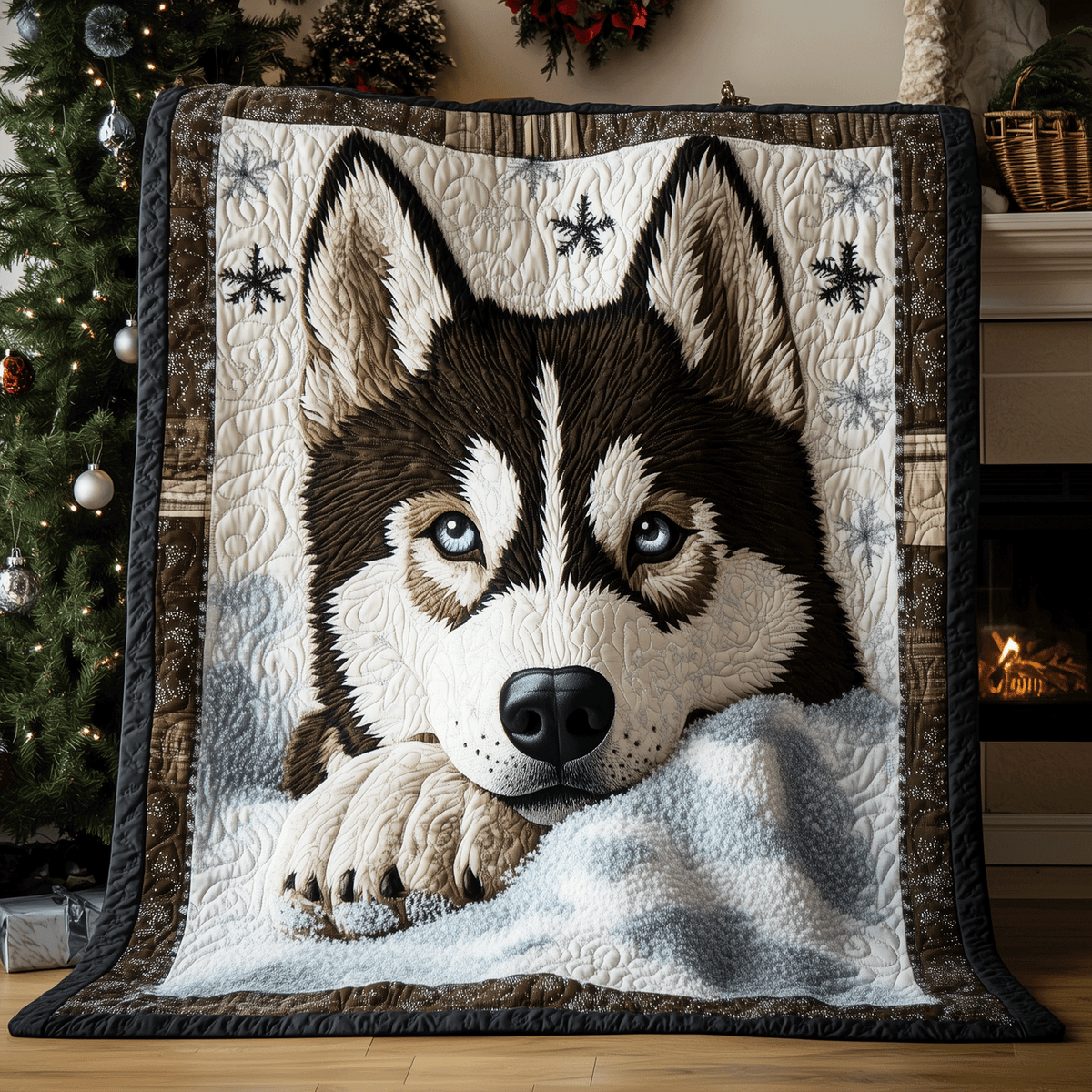 Husky Winter Bliss Quilted Blanket