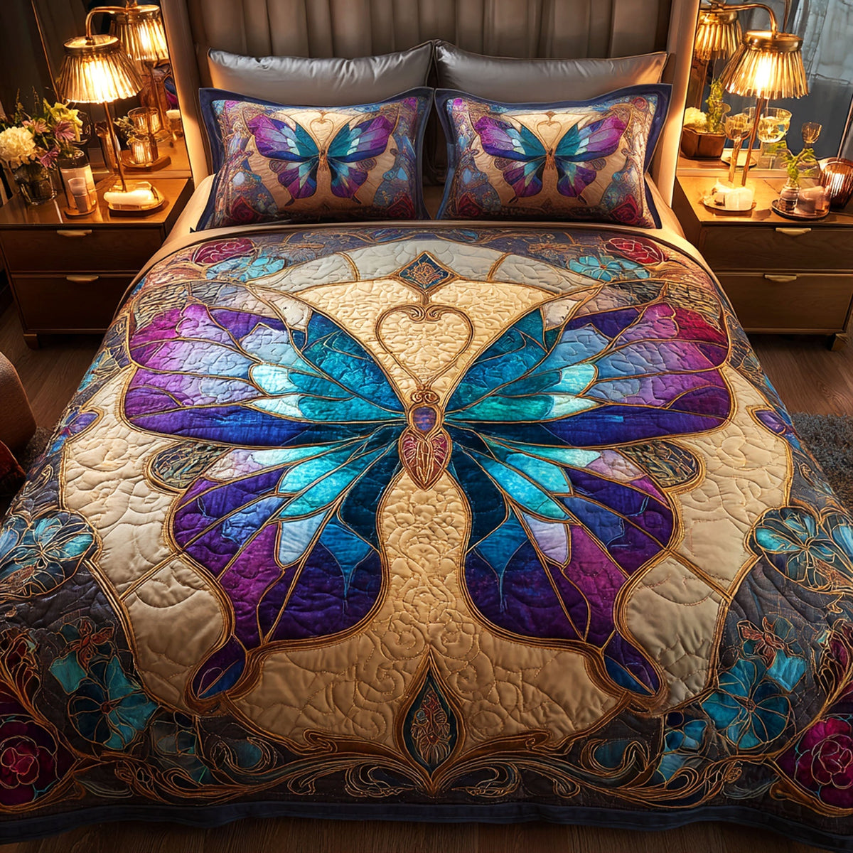 Iridescent Splendor 3-Piece Quilted Bedding Set