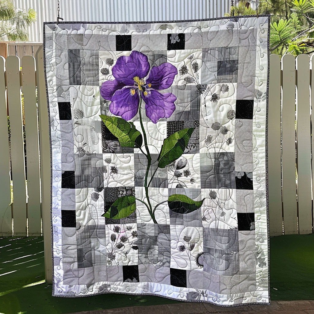 Iris Garden Quilted Blanket