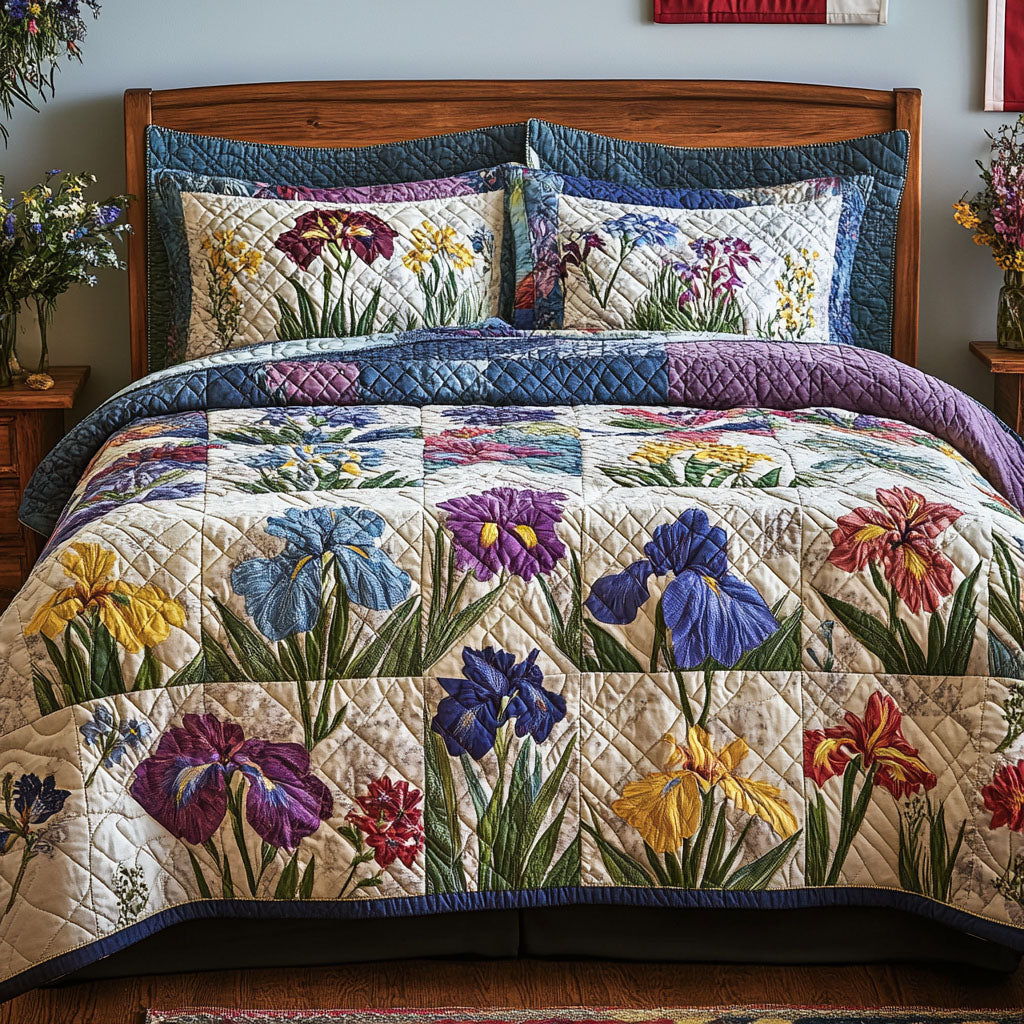Iris Delight 3-Piece Quilted Bedding Set