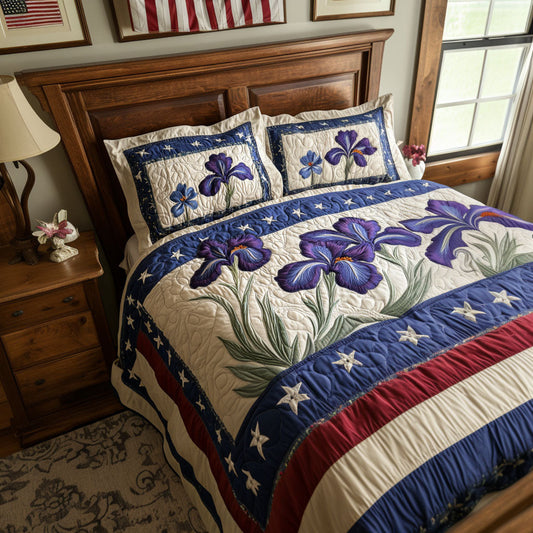 Iris Glory 3-Piece Quilted Bedding Set
