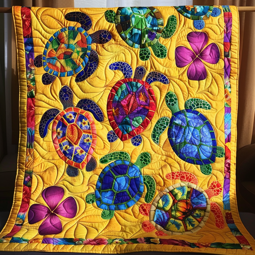 Island Turtle Dream Quilted Blanket