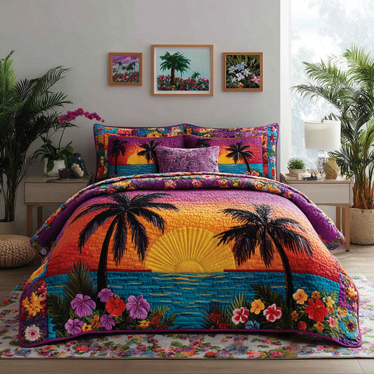 Island Sunset 3-Piece Quilted Bedding Set