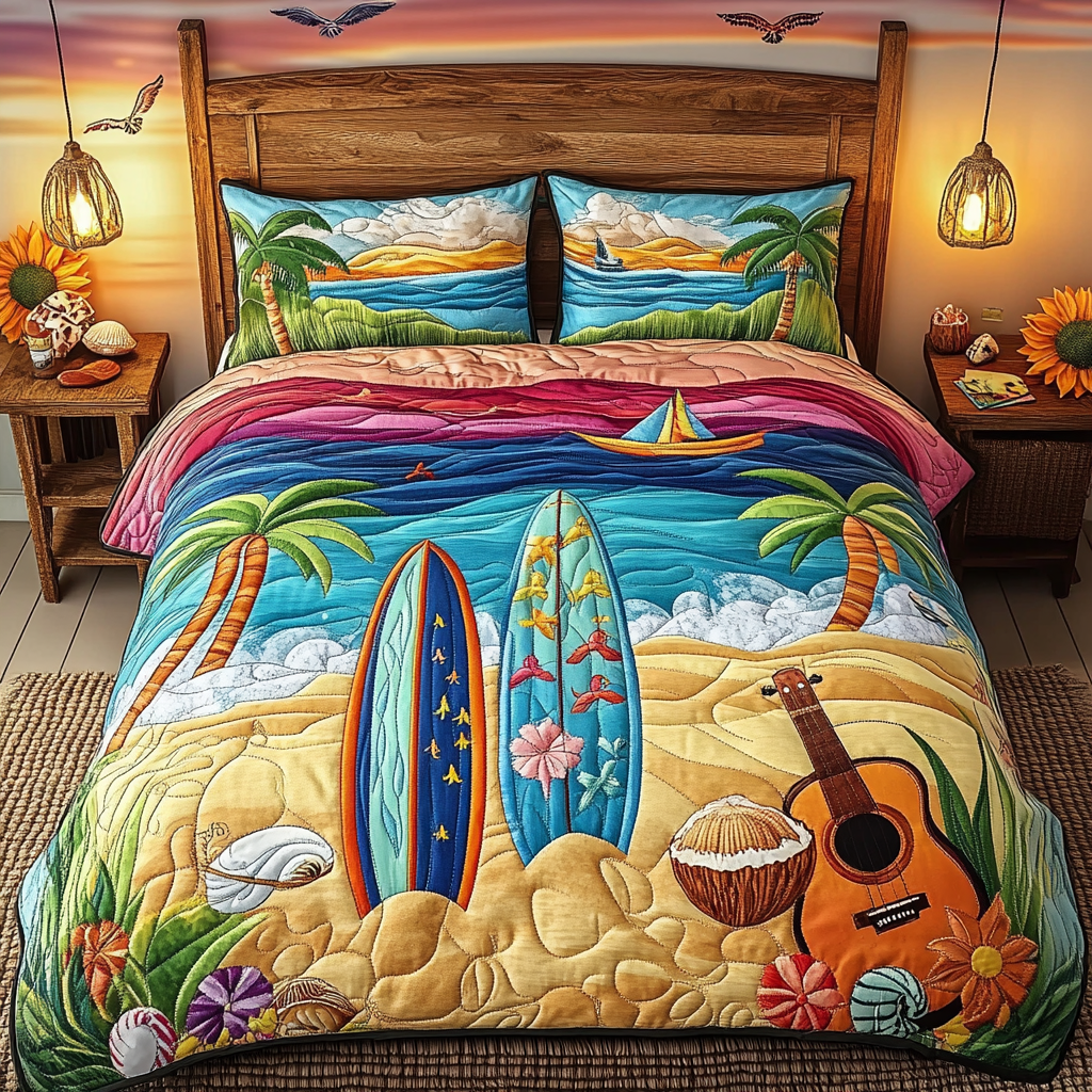 Island Surf 3-Piece Quilted Bedding Set