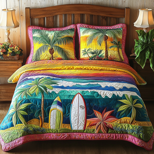 Island Waves 3-Piece Quilted Bedding Set