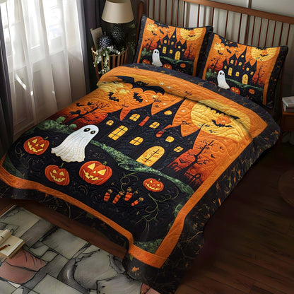 Jack O Lantern 3-Piece Quilted Bedding Set