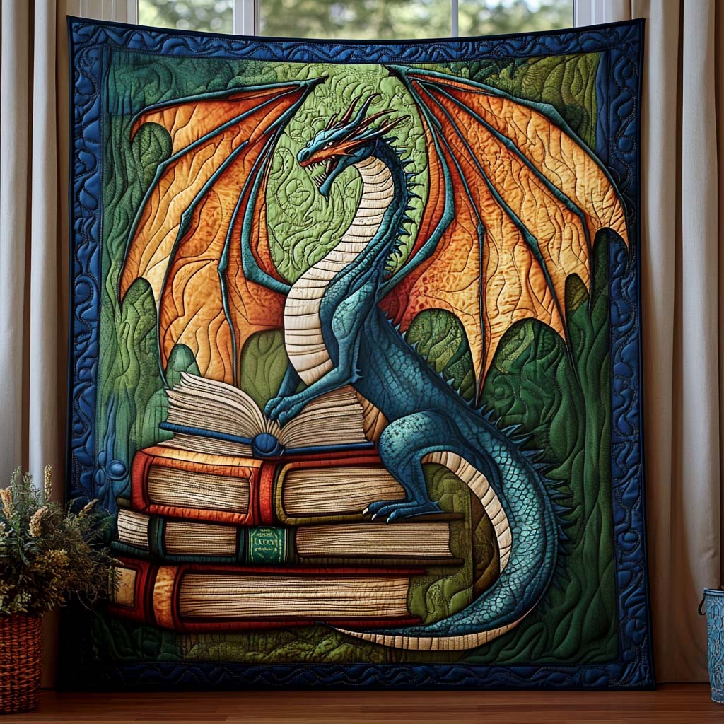 Jade Serpent Quilted Blanket