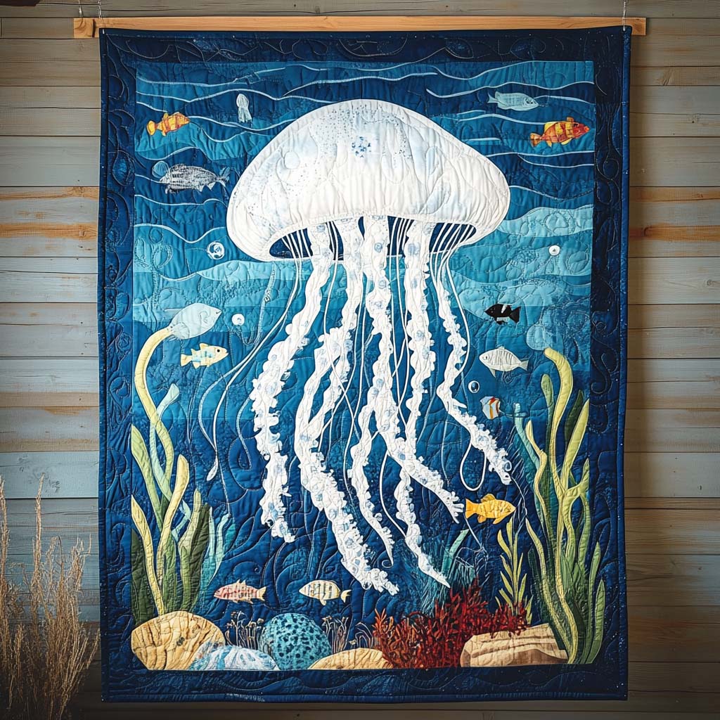 Jellyfish Glow Quilted Blanket