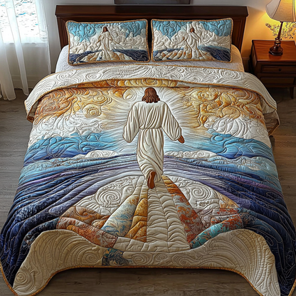 Jesus On the Path 3-Piece Quilted Bedding Set